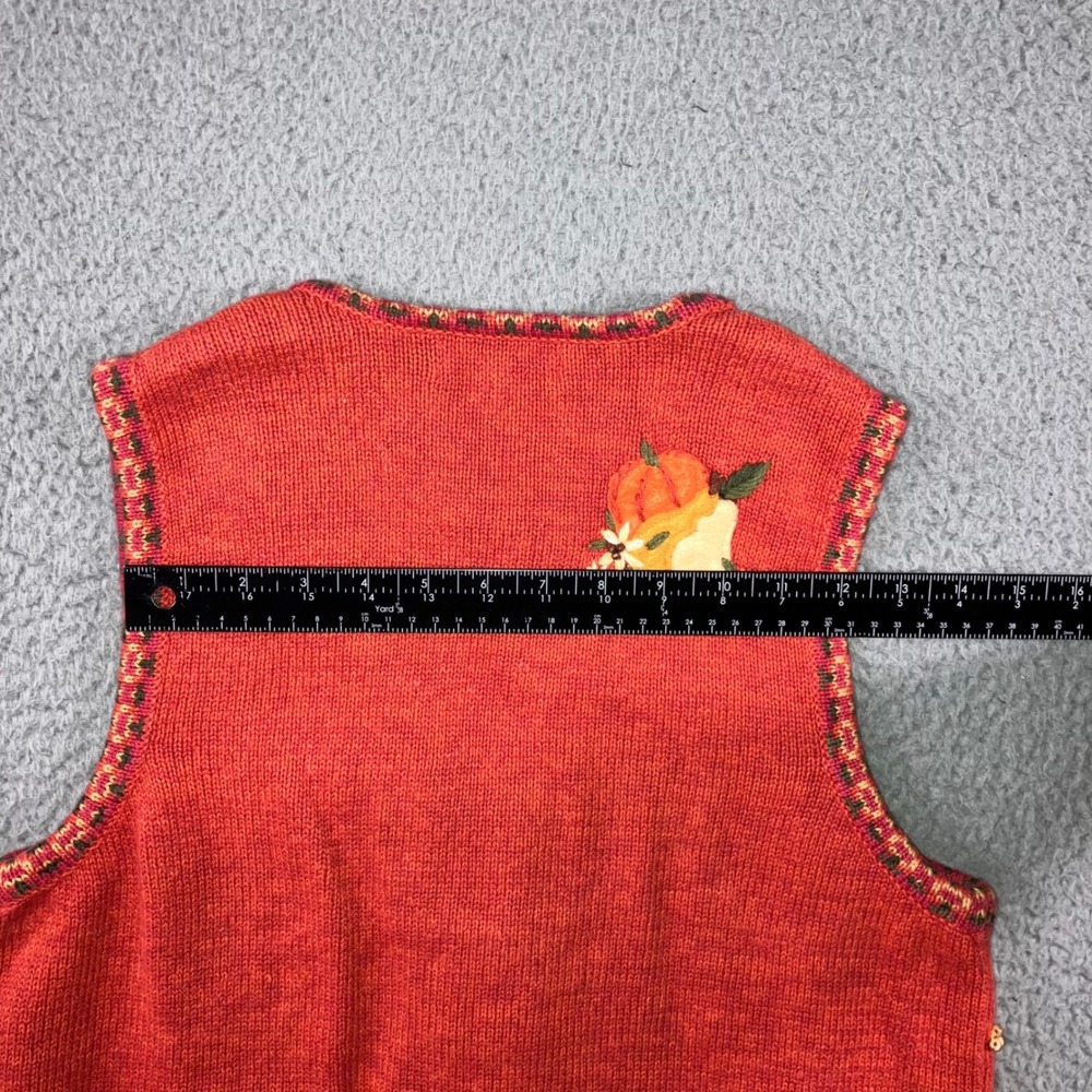 Vintage Tiara Int Vest Women Medium Fall Harvest Pumpkin Grandma Peasant Retro - Picture 6 of 8